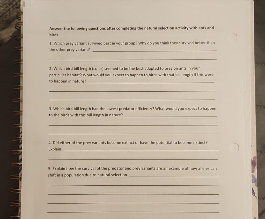 best natural selection questions and answers