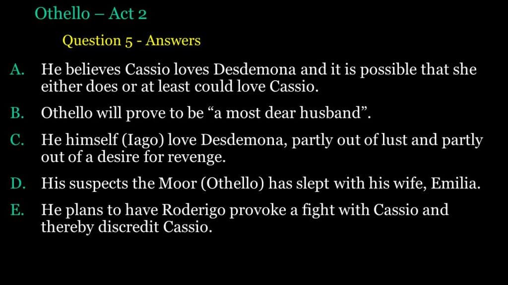 best othello act 2 questions