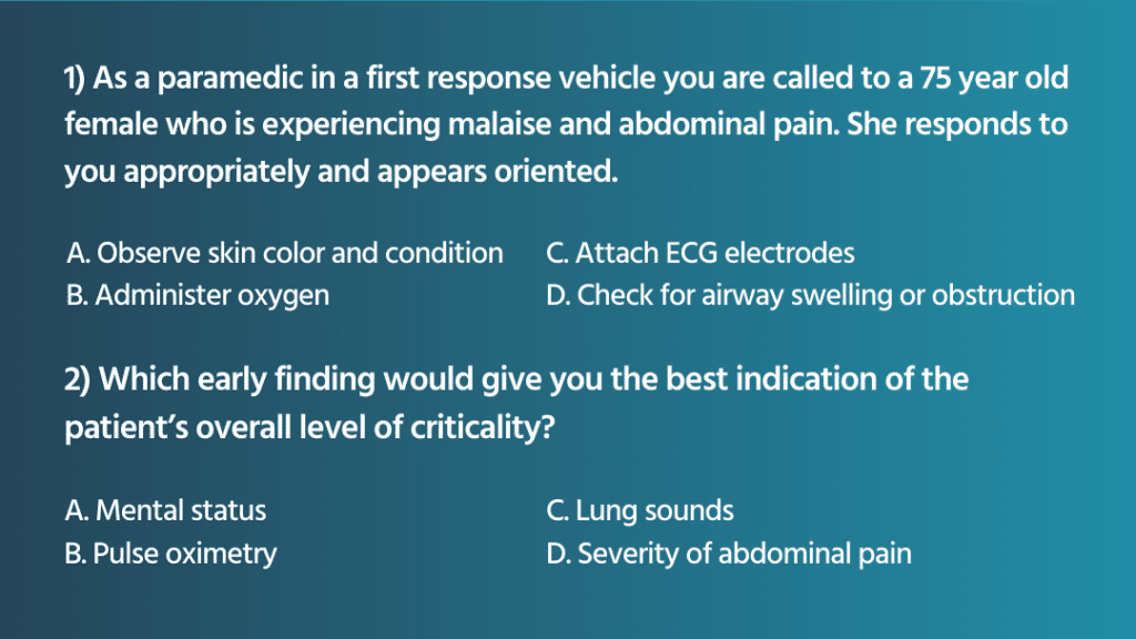 best paramedic scenario questions