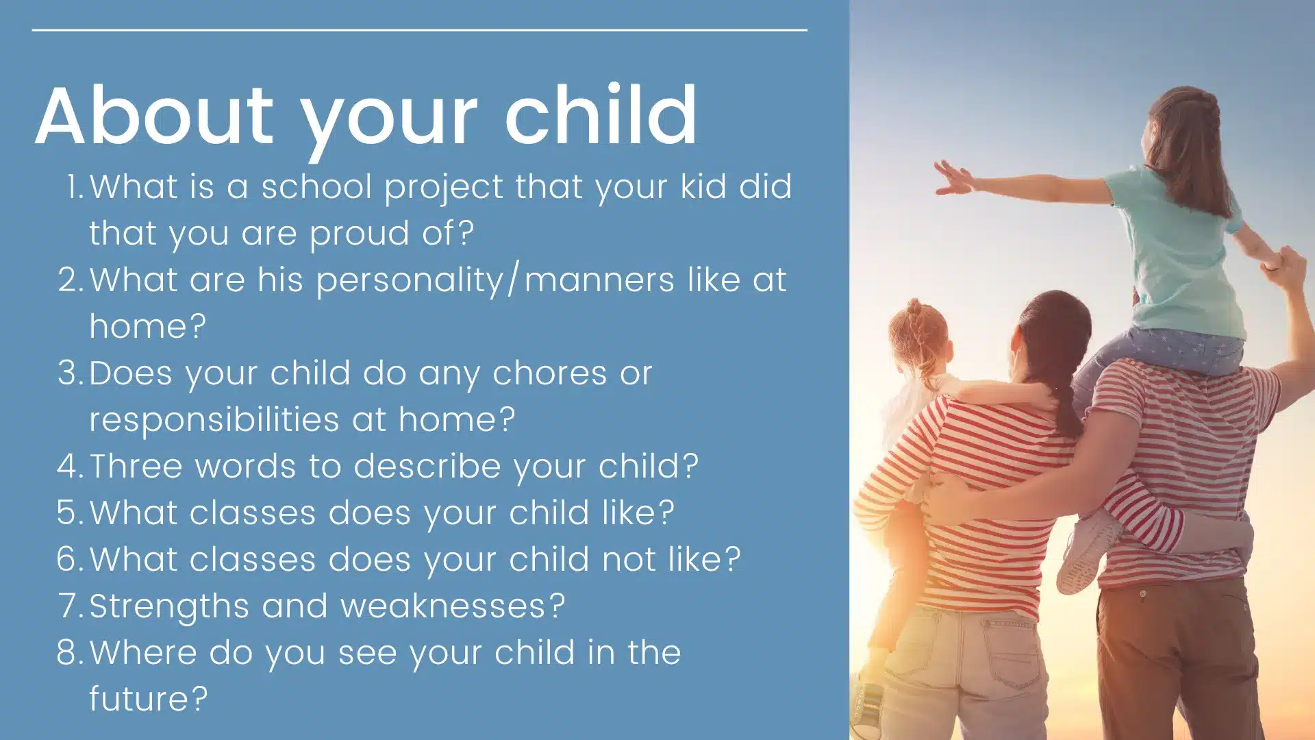 best parent interview questions