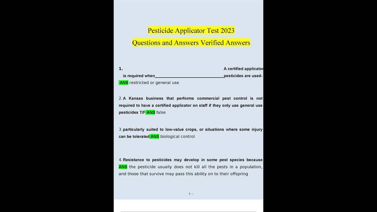 best pesticide applicators test questions