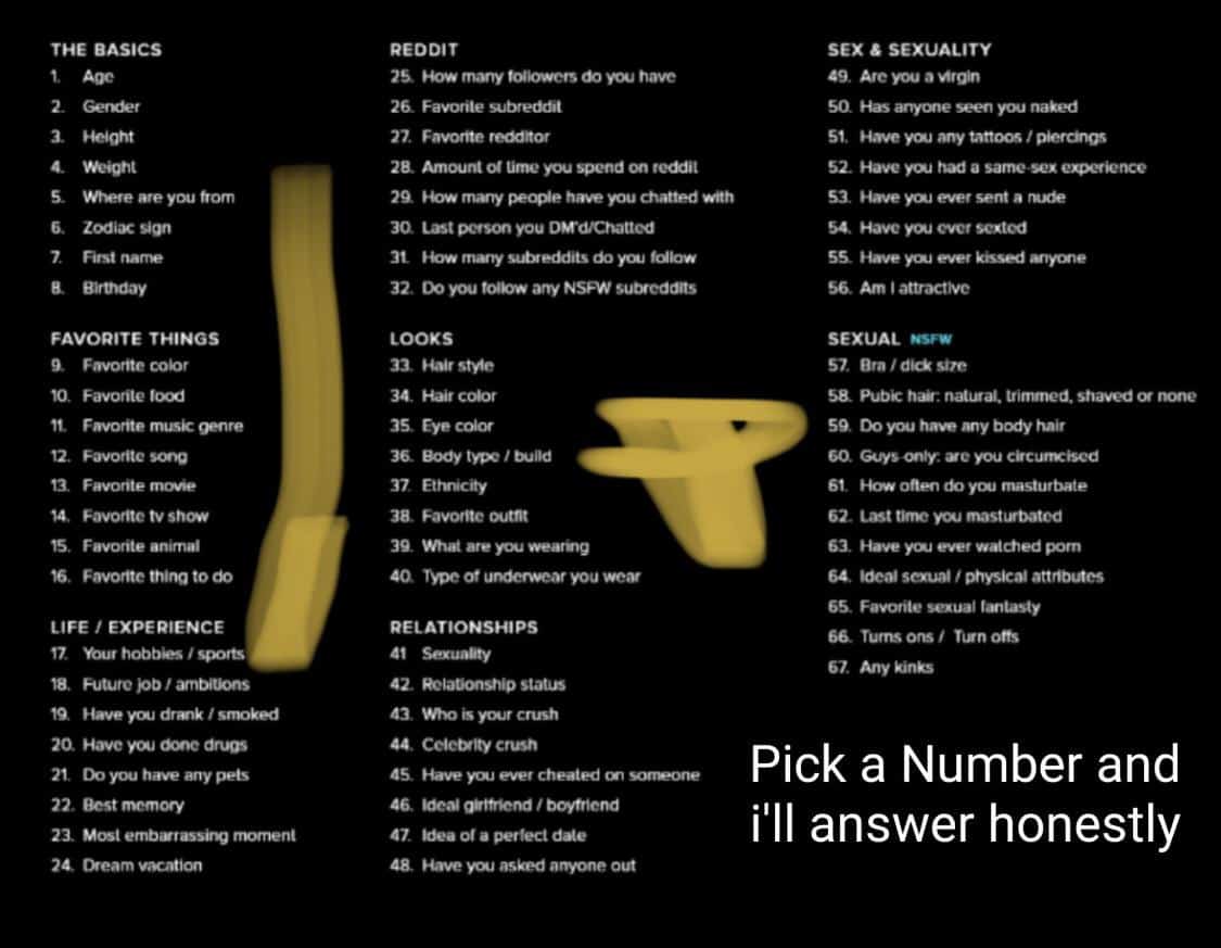 best pick a number dirty questions