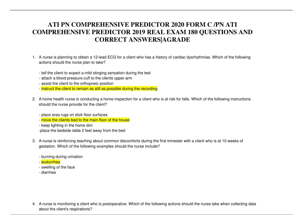 best pn comprehensive predictor 180 questions