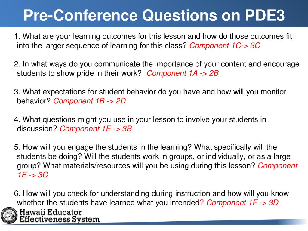 best pre conference questions for teacher evaluation