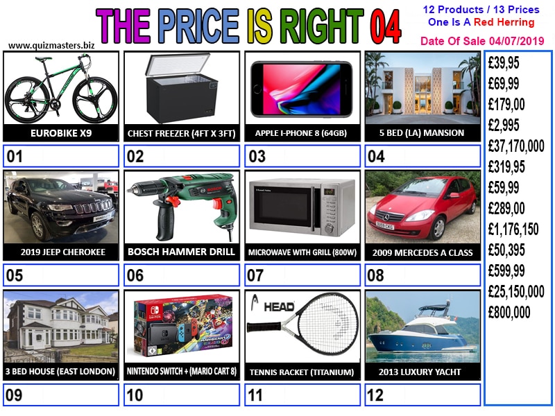 best price is right questions