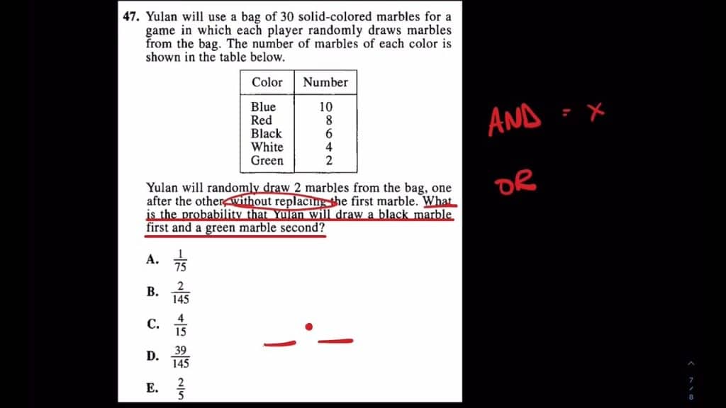 best probability sat questions