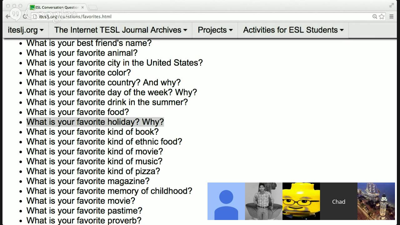 best questions about favorites