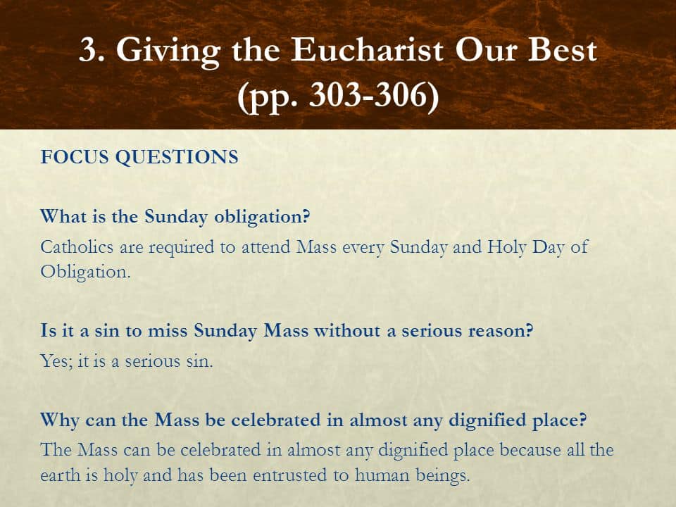 best questions about the eucharist