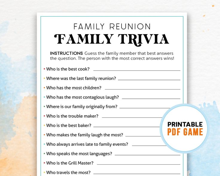 best questions for a family reunion
