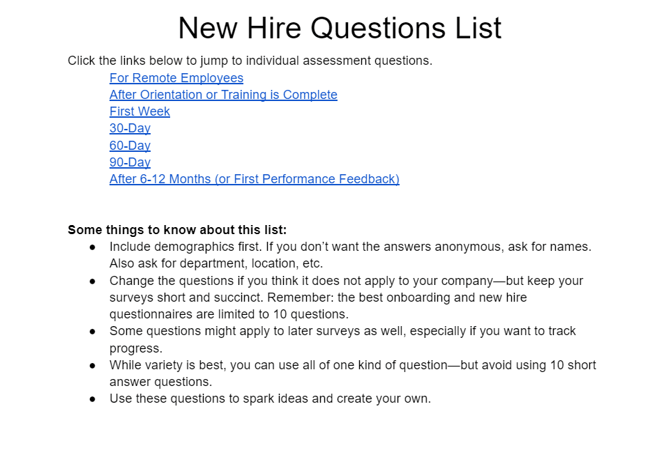 best questions for a new hire