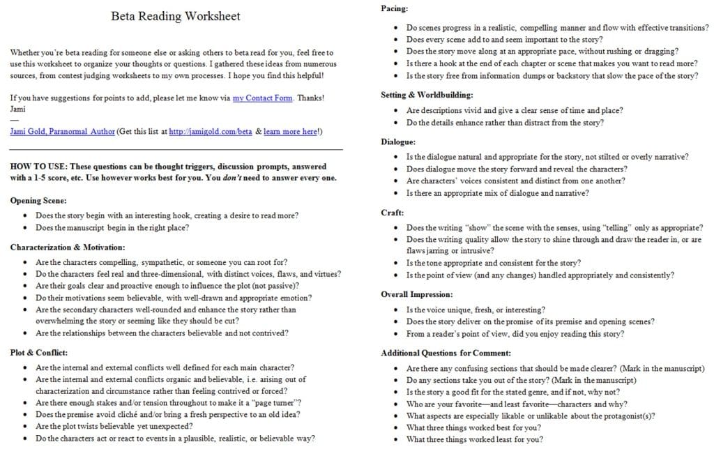 best questions for beta readers