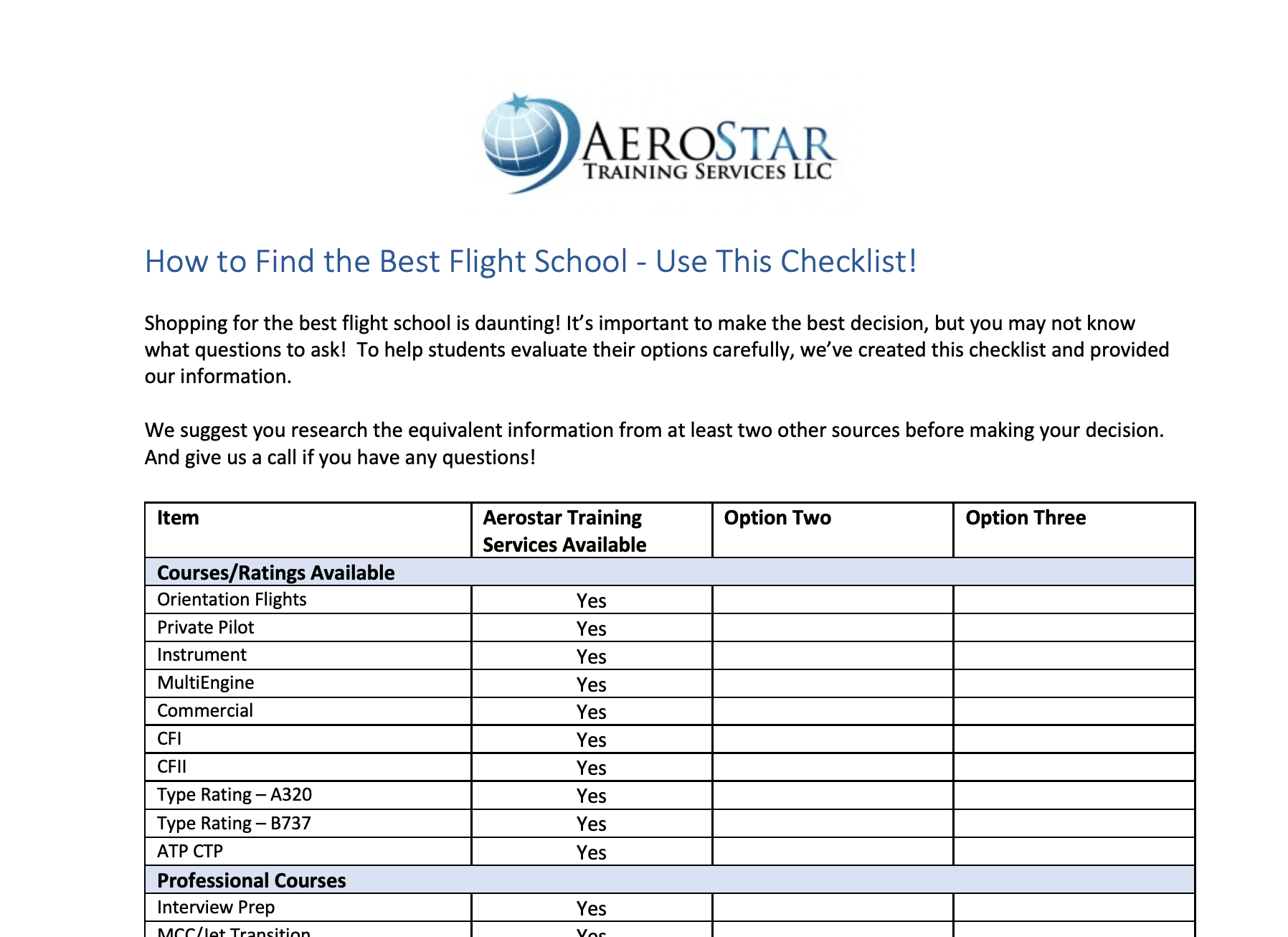 best questions for flight school