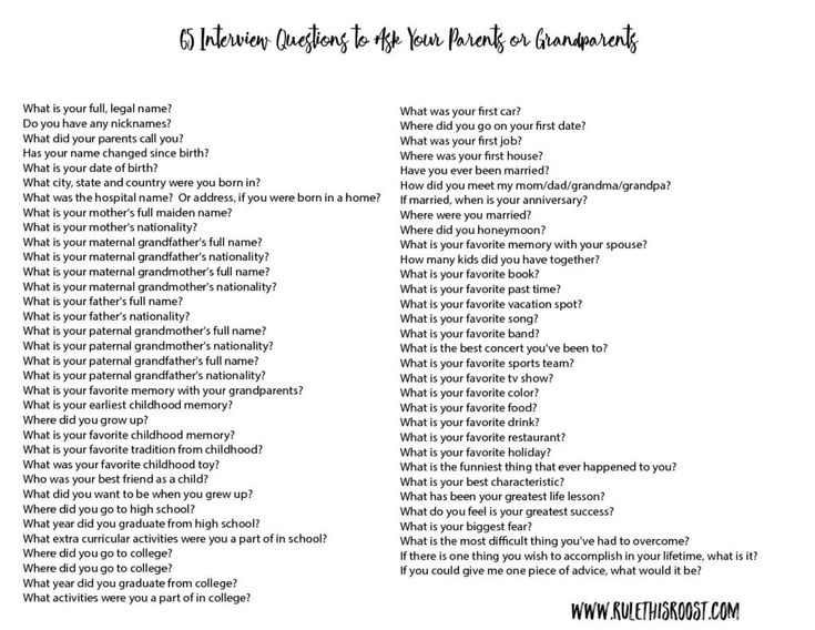 best questions for grandparents about family history