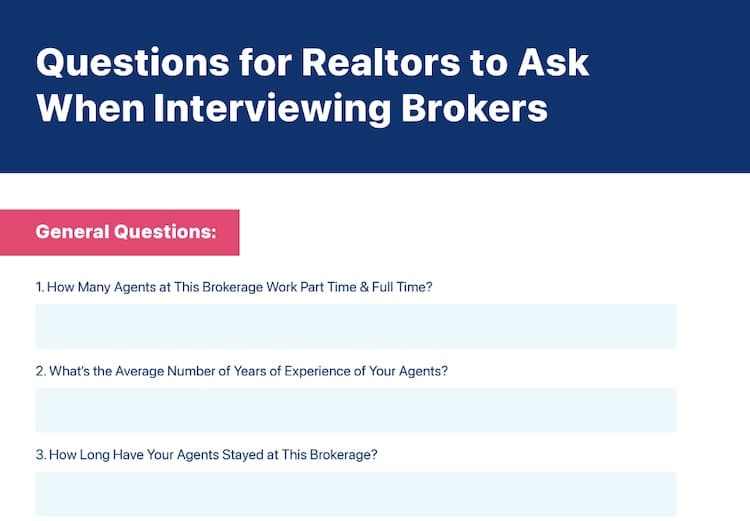 best questions for real estate broker when interviewing