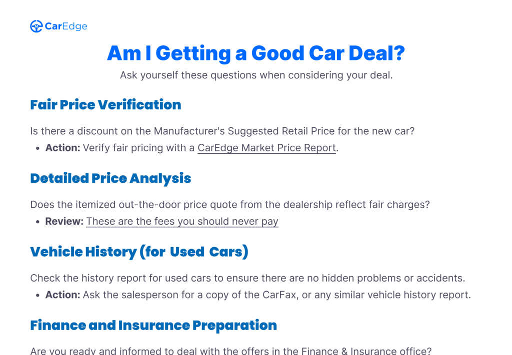 best questions when financing a car