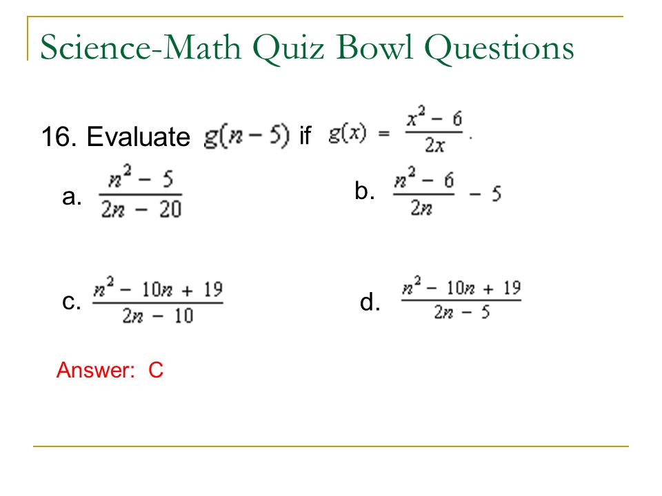 best quiz bowl math questions