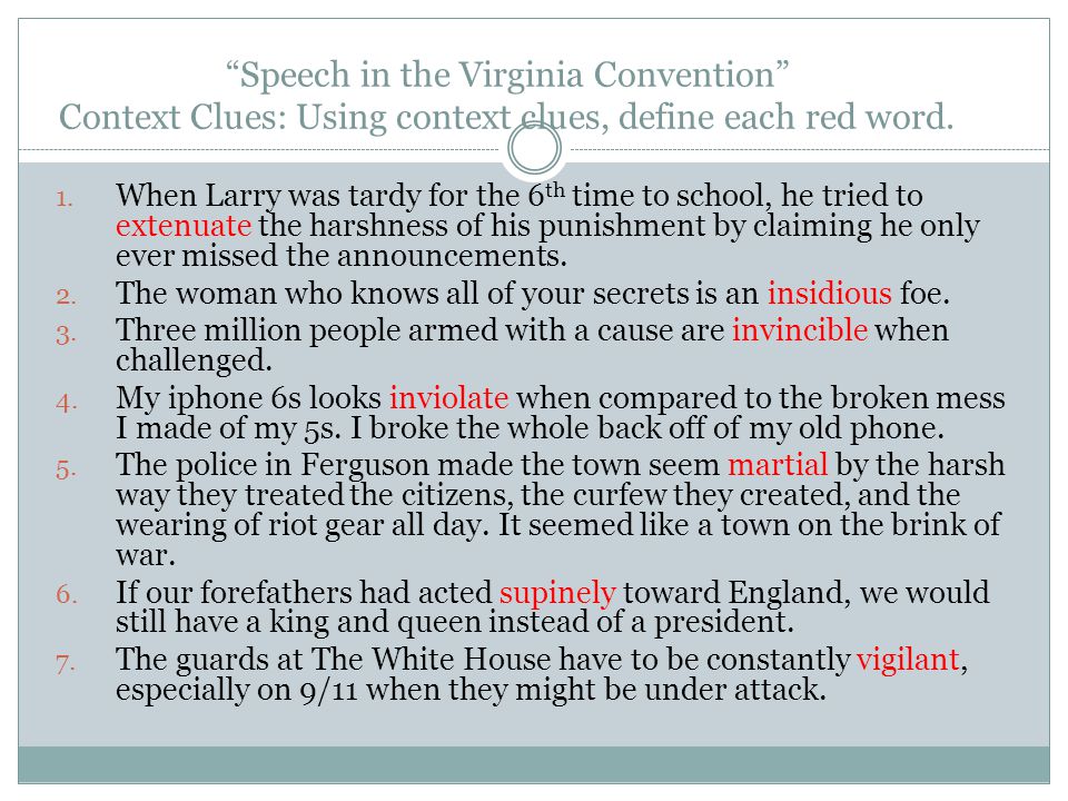 best speech in the virginia convention questions and answers