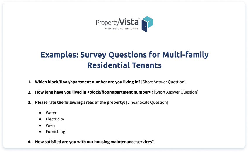 best survey questions for apartment residents