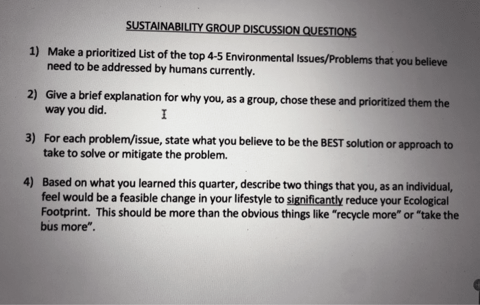 best sustainability questions