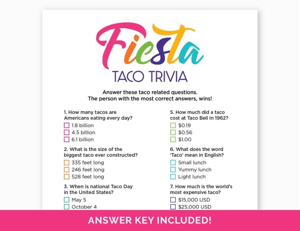 best taco trivia questions