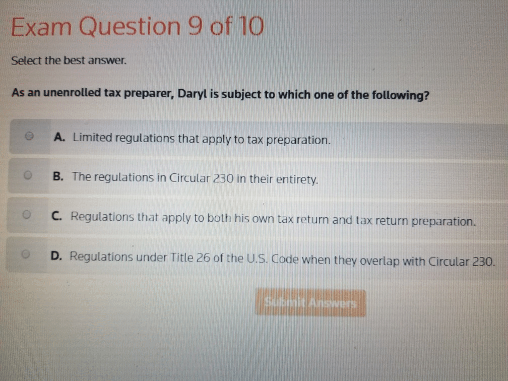 best tax preparer test questions
