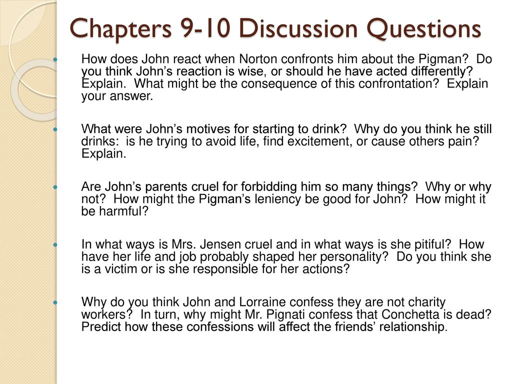 best the pigman chapter questions and answers