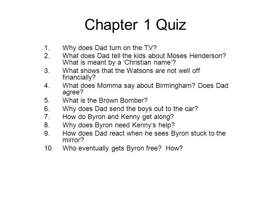 best the watsons go to birmingham questions and answers