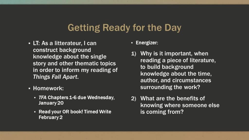 best things fall apart socratic seminar questions