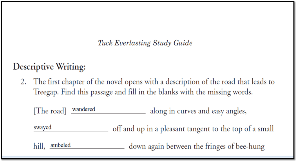 best tuck everlasting questions and answers