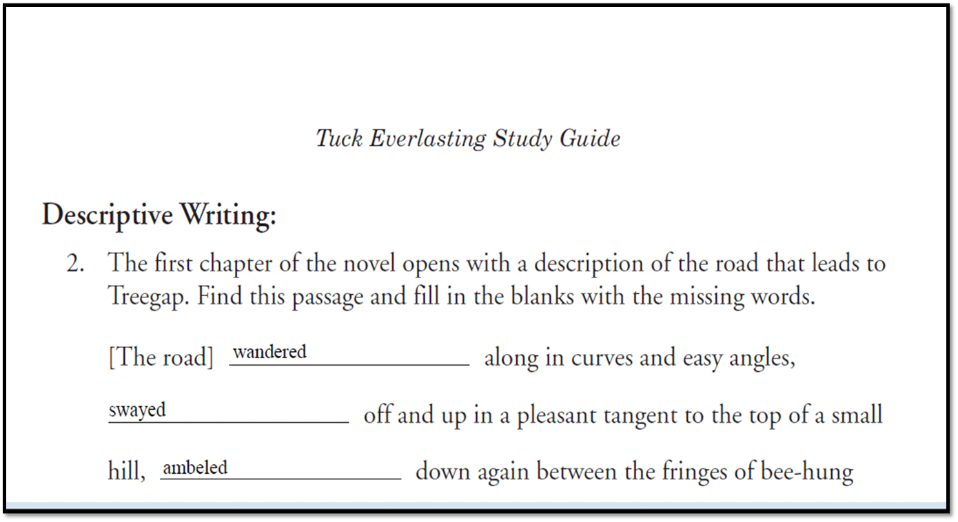 best tuck everlasting questions and answers