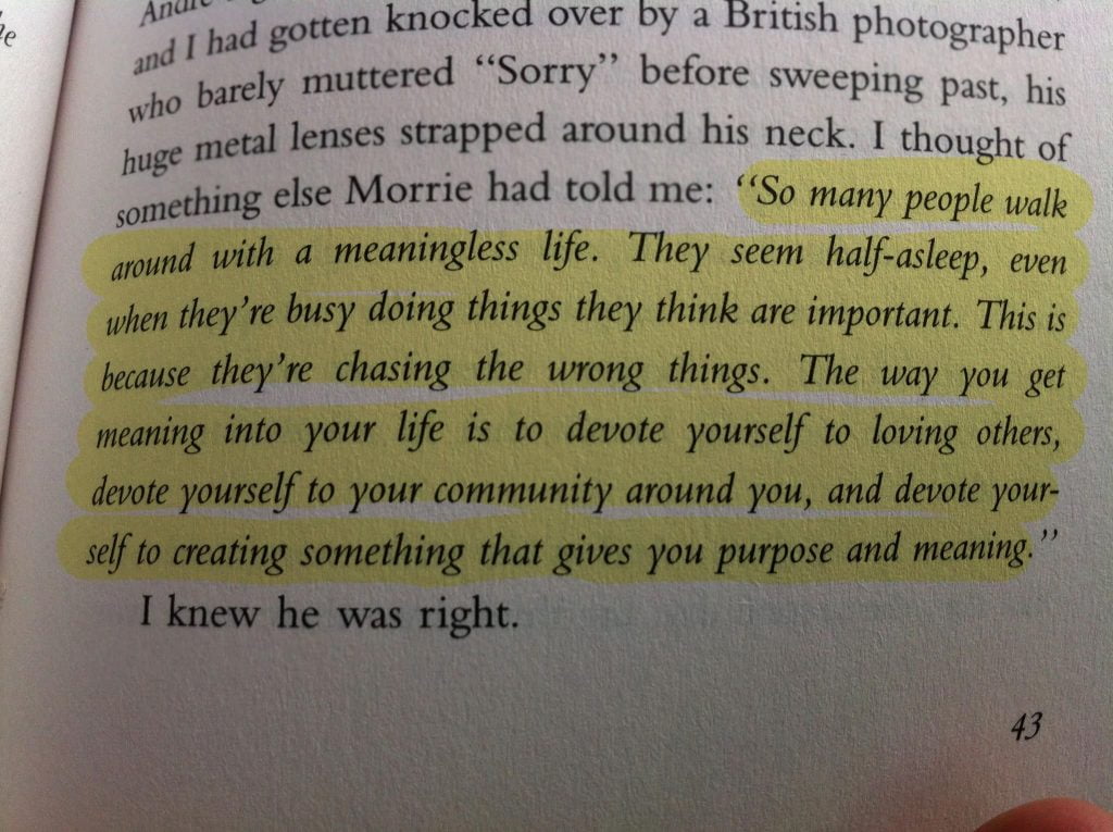 best tuesdays with morrie quotes with page numbers