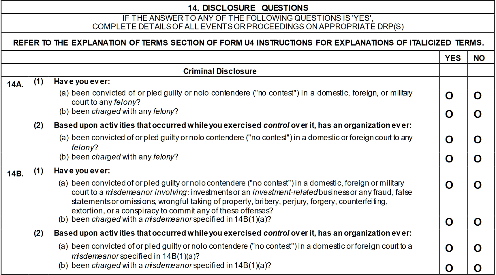 best u4 disclosure questions