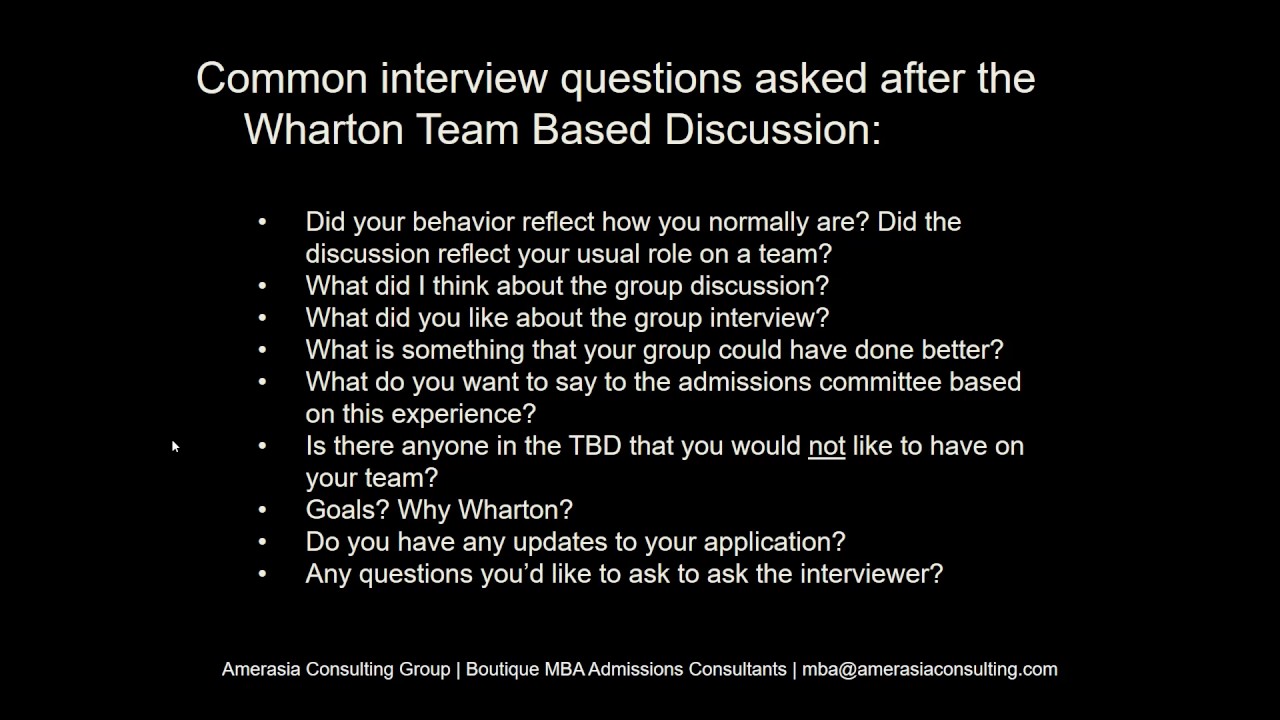 best wharton interview questions